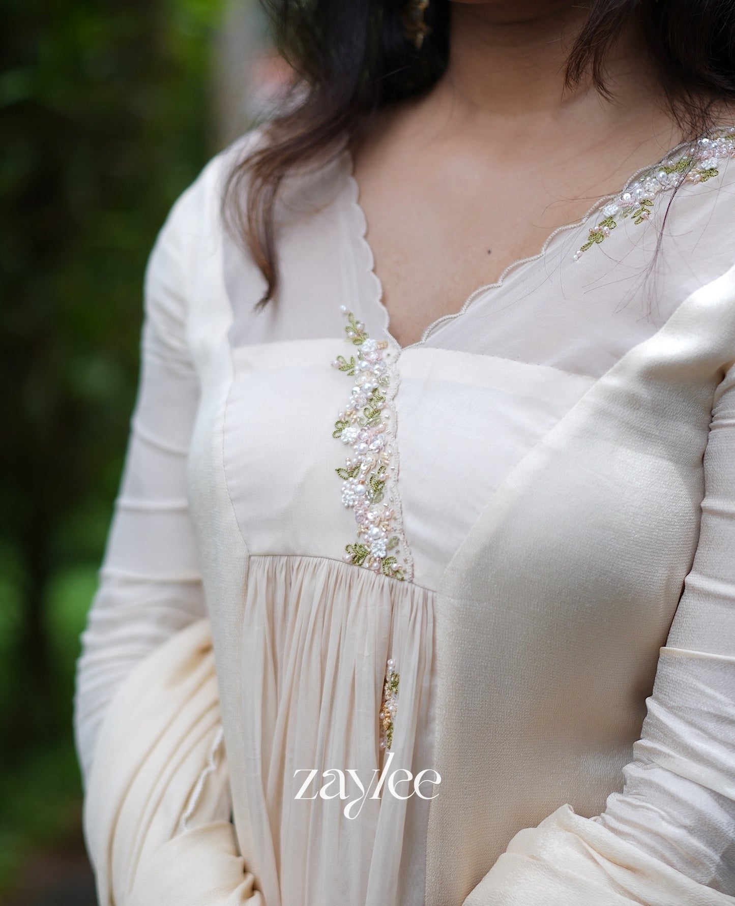 Ivory Kurta with Pastel Embellishments
