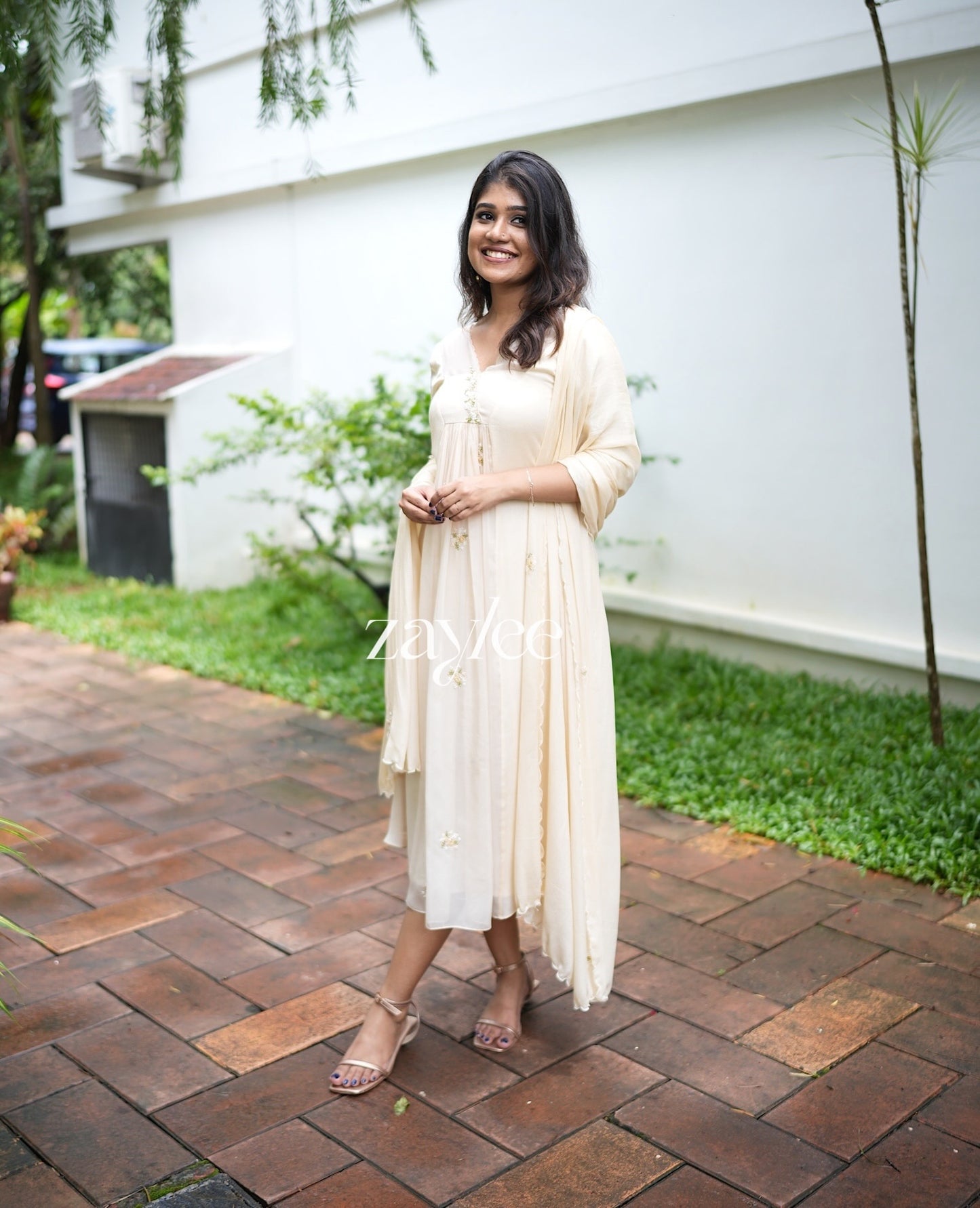 Ivory Kurta with Pastel Embellishments