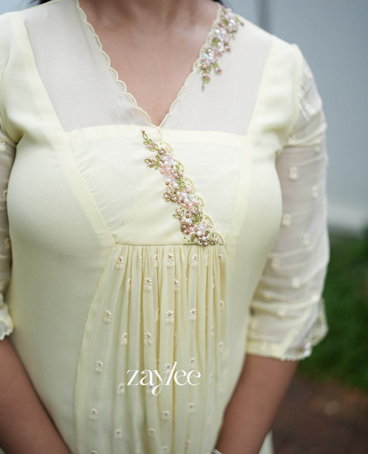 Butter Yellow Embellished Kurta