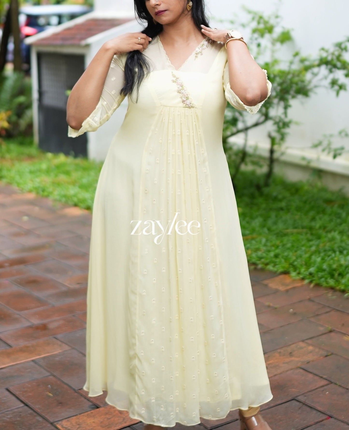 Butter Yellow Embellished Kurta
