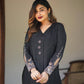 Black Silk Embellished Kurta