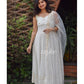 Off White Chikankari Panel Anarkali & Net dupatta