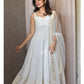 Off White Chikankari Panel Anarkali & Net dupatta