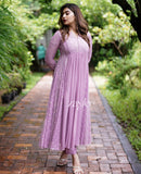 Lavender Side Panelled Embroidered Kurta