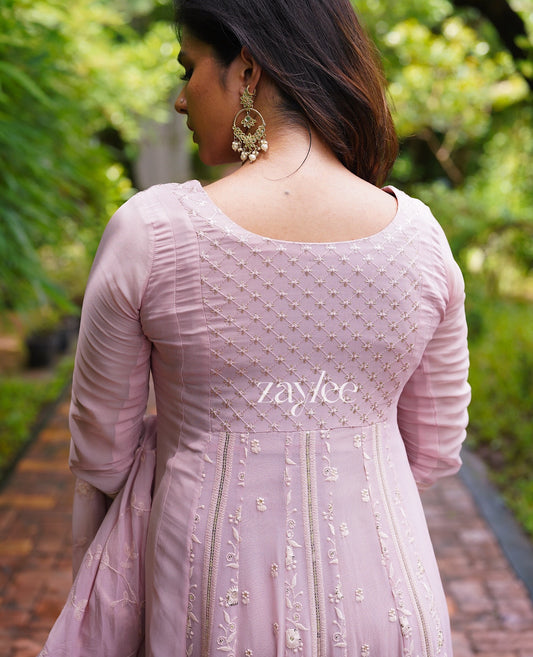 French Rose Chikankari Anarkali