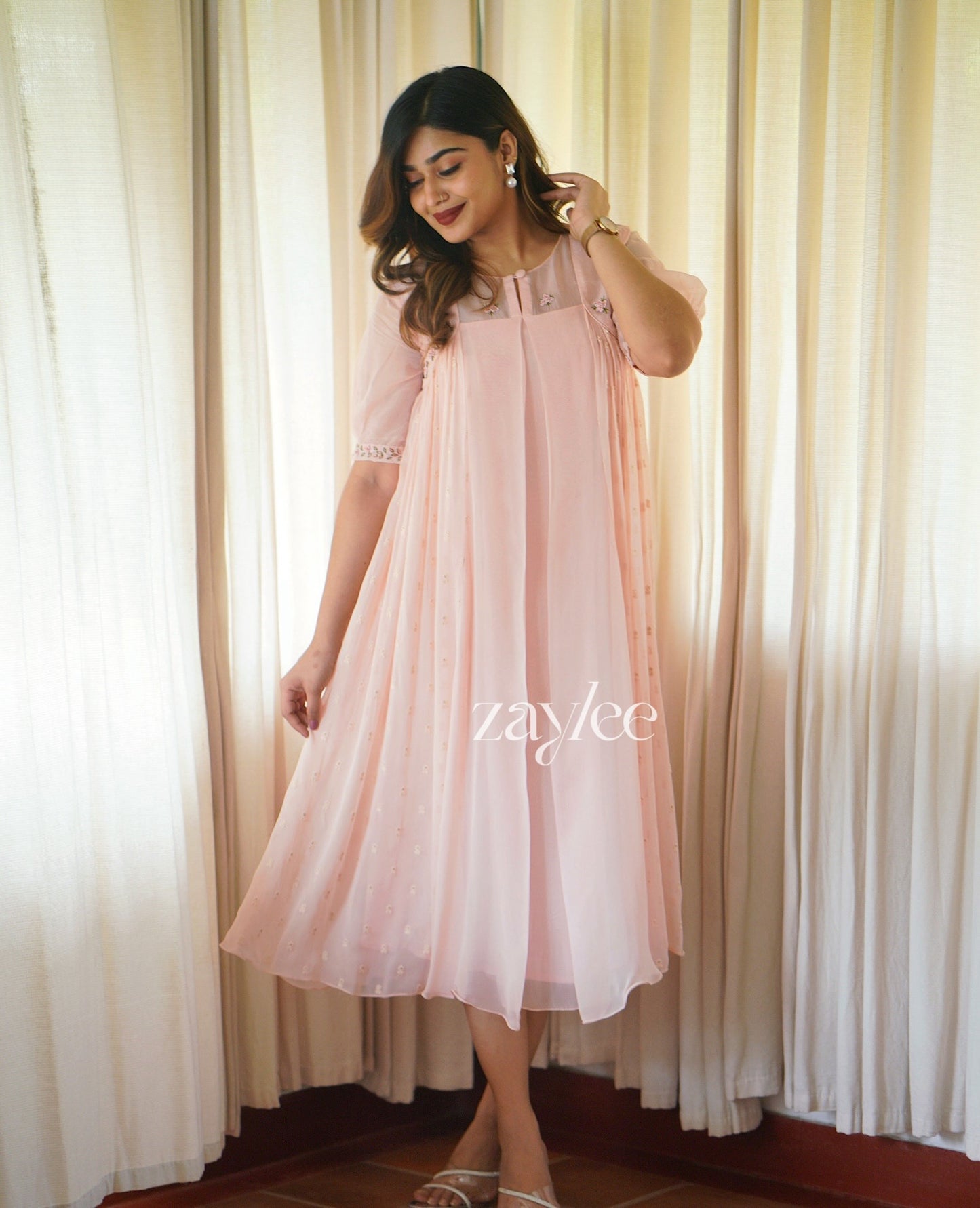 Powder Pink Midi Dress