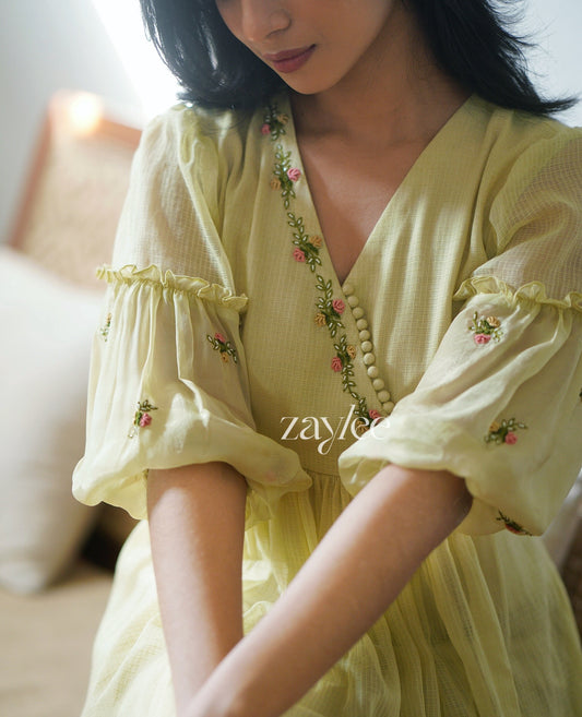 Lime Yellow Kota Dress