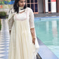 Cream Gathered Side Panelled Embroidered Kurta