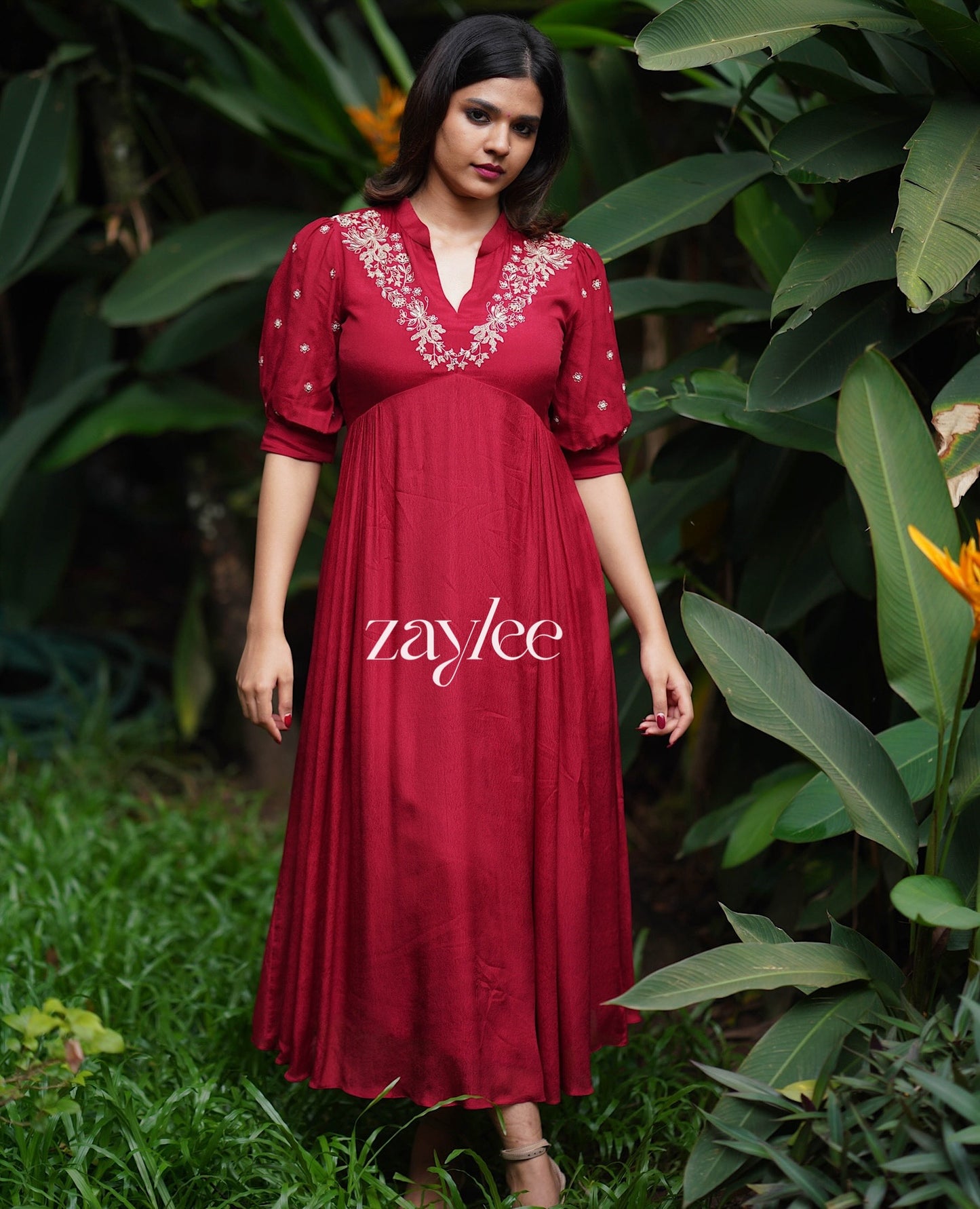 Red Dress with Zari Work