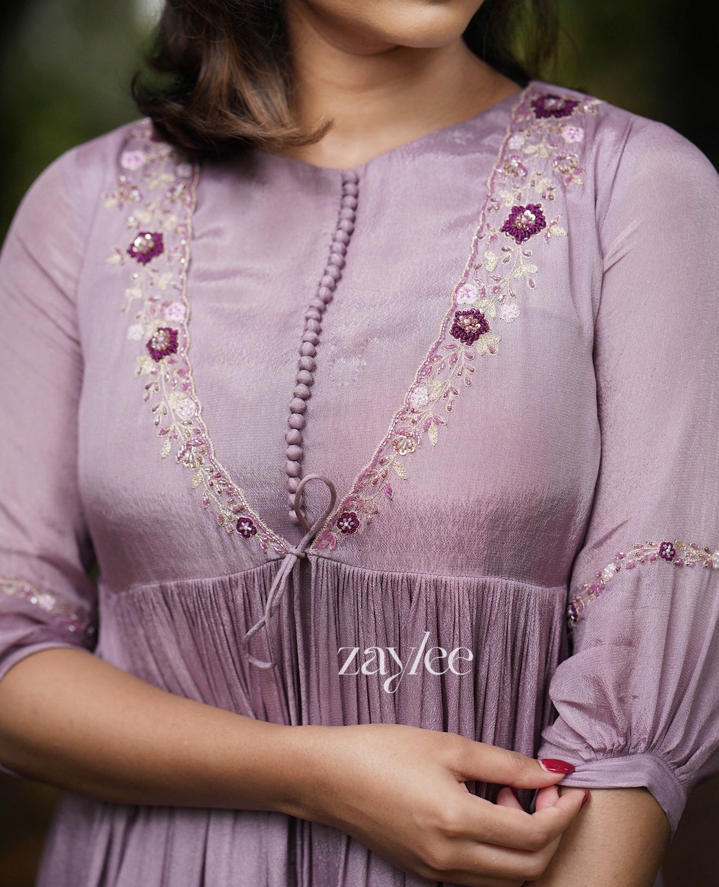 French Lilac Gathered Kurta