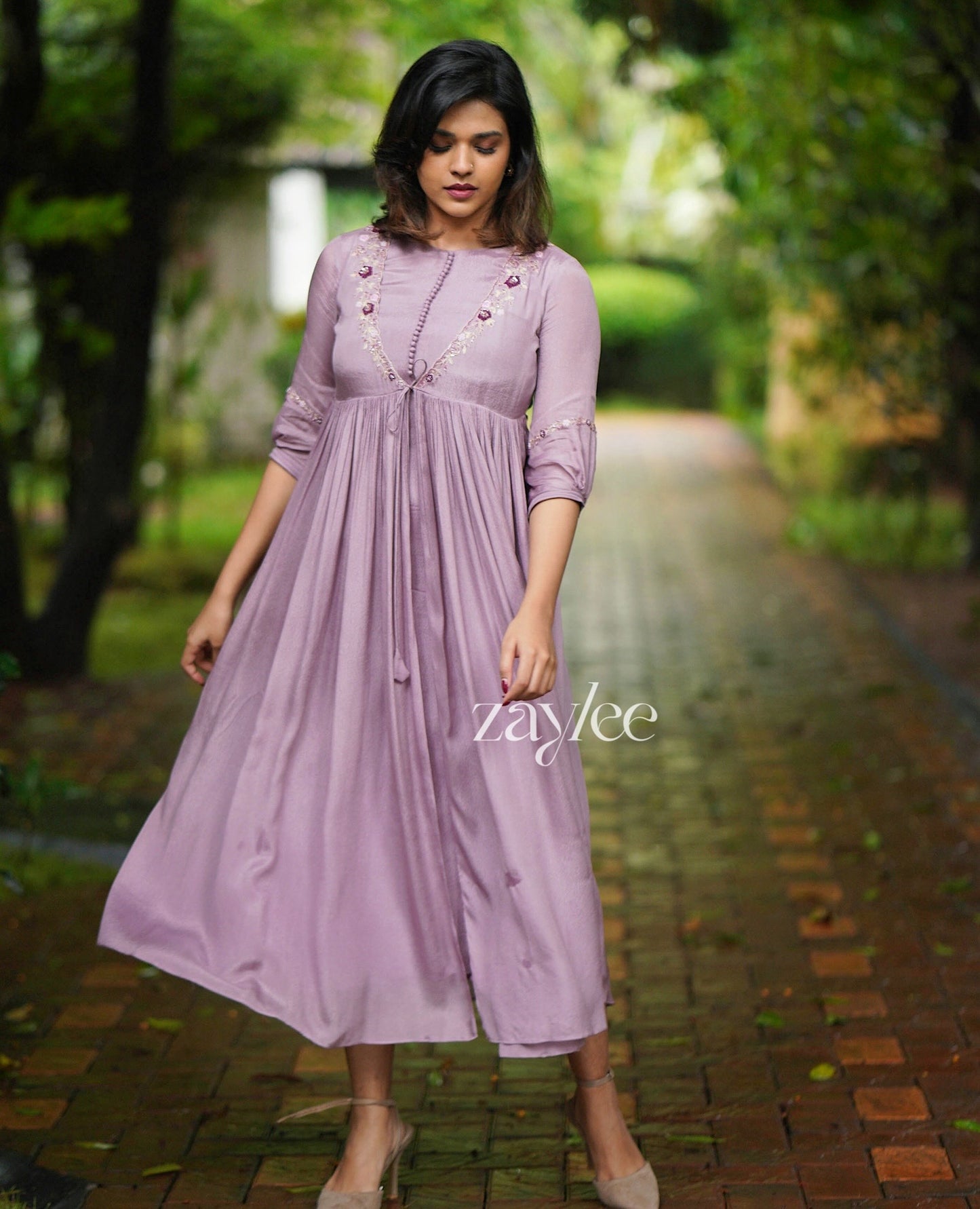 French Lilac Gathered Kurta