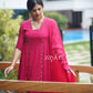 Rani Pink embellished Side Gathered Kurta
