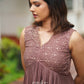 Cinnamon Brown Gathered Kurta