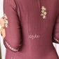 Deep Brown Gathered Kurta with Scalloped Neckline