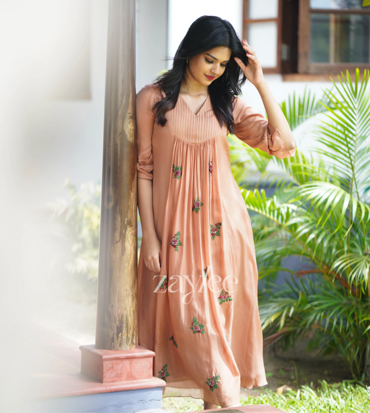 Soft Brown Embroidered Kurta